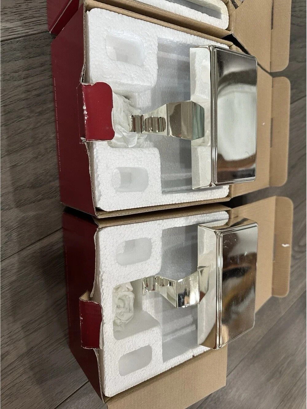 Pottery Barn simple stocking Holders Silver Plated Finish Beautiful